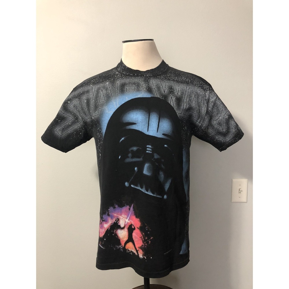 Darth Vader Star‎ Wars VTG All Over Print T Shirt LARGE Hanes Movie Promo 1996